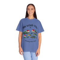 Load image into Gallery viewer, We Wish You Merry Fish-mas and a Splashy New Year Fish Illustration T-shirt | Holiday Fishing
