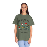 Load image into Gallery viewer, We Wish You Merry Fish-mas and a Splashy New Year Fish Illustration T-shirt | Holiday Fishing
