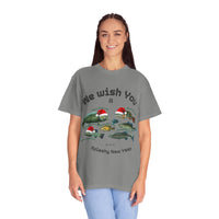 Load image into Gallery viewer, We Wish You Merry Fish-mas and a Splashy New Year Fish Illustration T-shirt | Holiday Fishing
