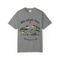 Load image into Gallery viewer, We Wish You Merry Fish-mas and a Splashy New Year Fish Illustration T-shirt | Holiday Fishing
