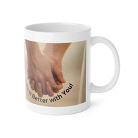 Load image into Gallery viewer, Holding Hands &#39;Life Is Better With You&#39; Mug | Couple Love Coffee Cup
