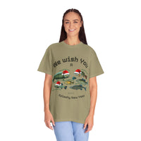 Load image into Gallery viewer, We Wish You Merry Fish-mas and a Splashy New Year Fish Illustration T-shirt | Holiday Fishing
