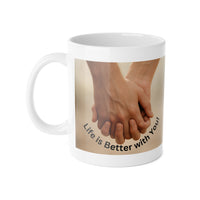 Load image into Gallery viewer, Holding Hands &#39;Life Is Better With You&#39; Mug | Couple Love Coffee Cup
